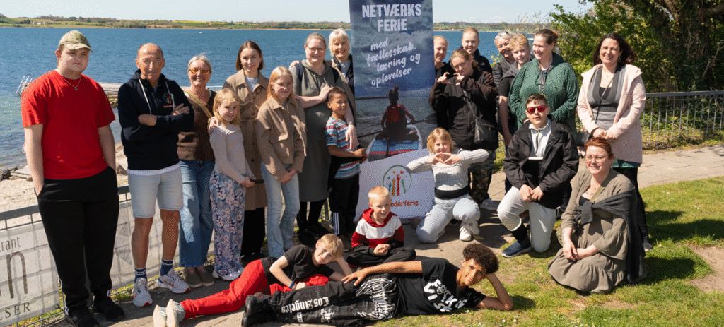 Opstilling af børn og voksne på netværksferie.